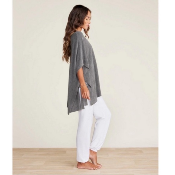 NWT Barefoot Dreams hi-low side-tie grey poncho Olive Branch size small medium - Picture 4 of 10